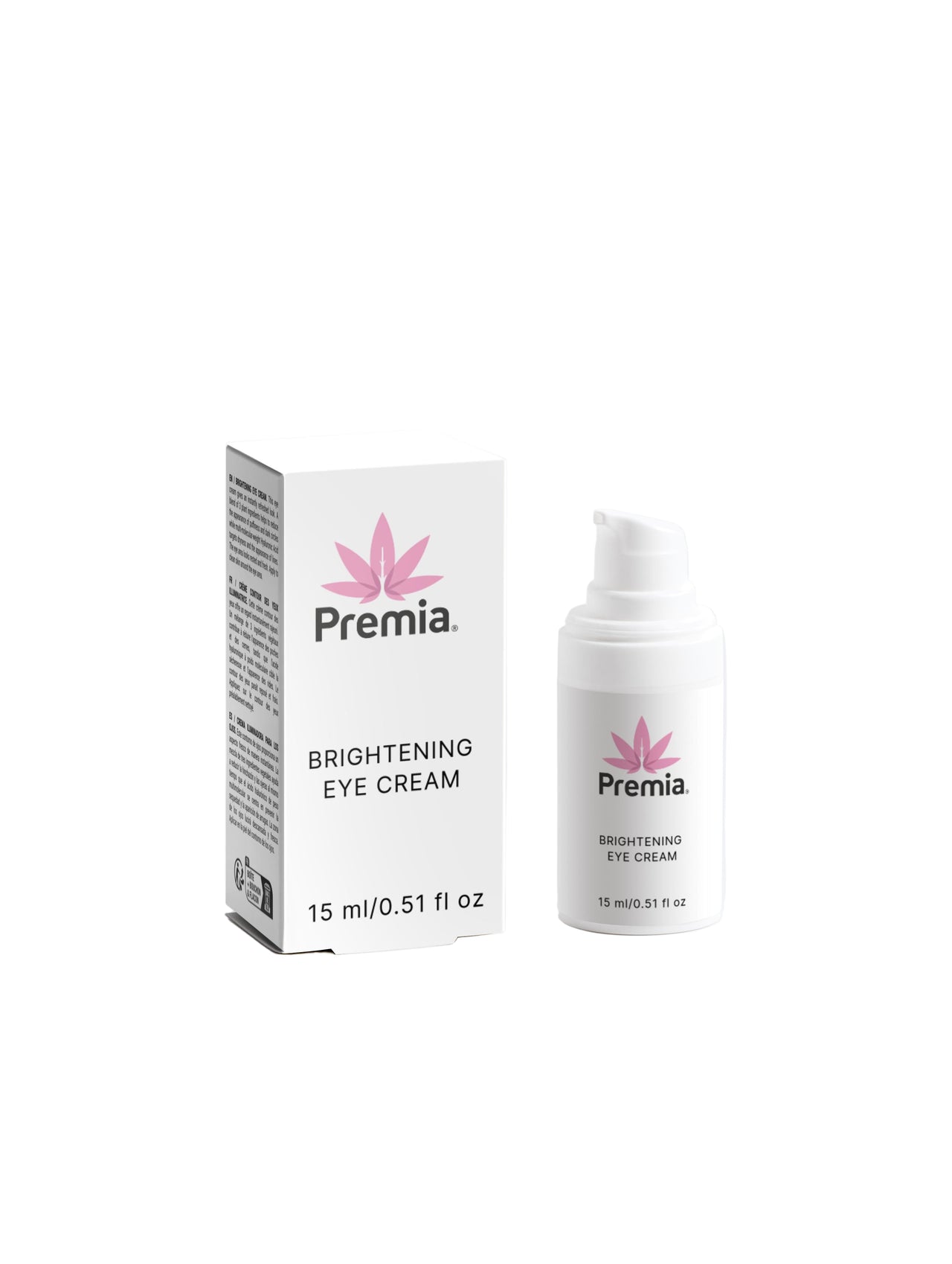 Premia Brightening Eye Cream packaging on a white background