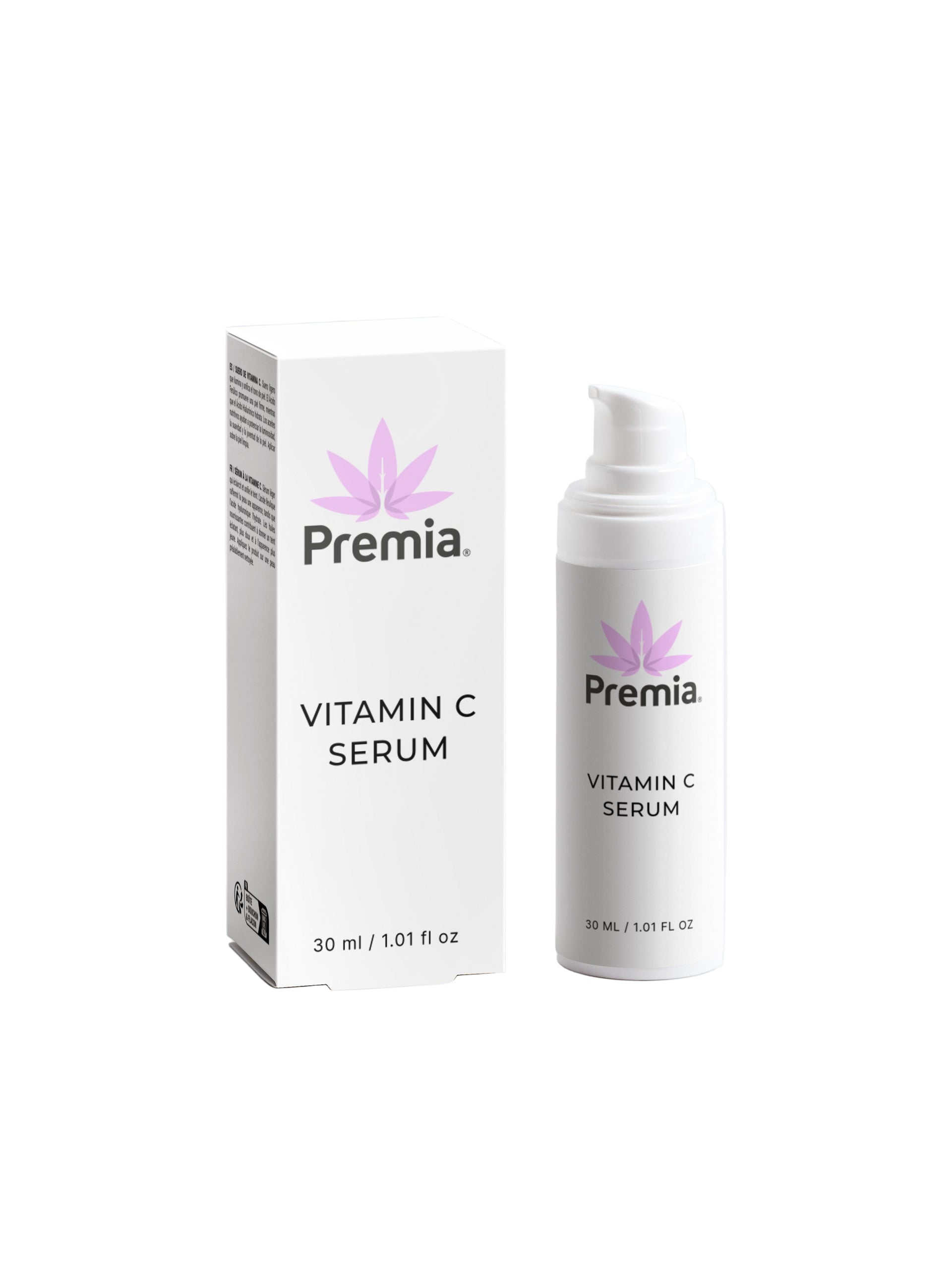 Premia Vitamin C Serum packaging on a white background