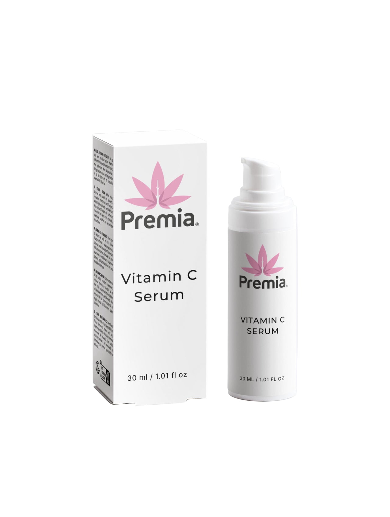 Premia Vitamin C Serum packaging on a white background