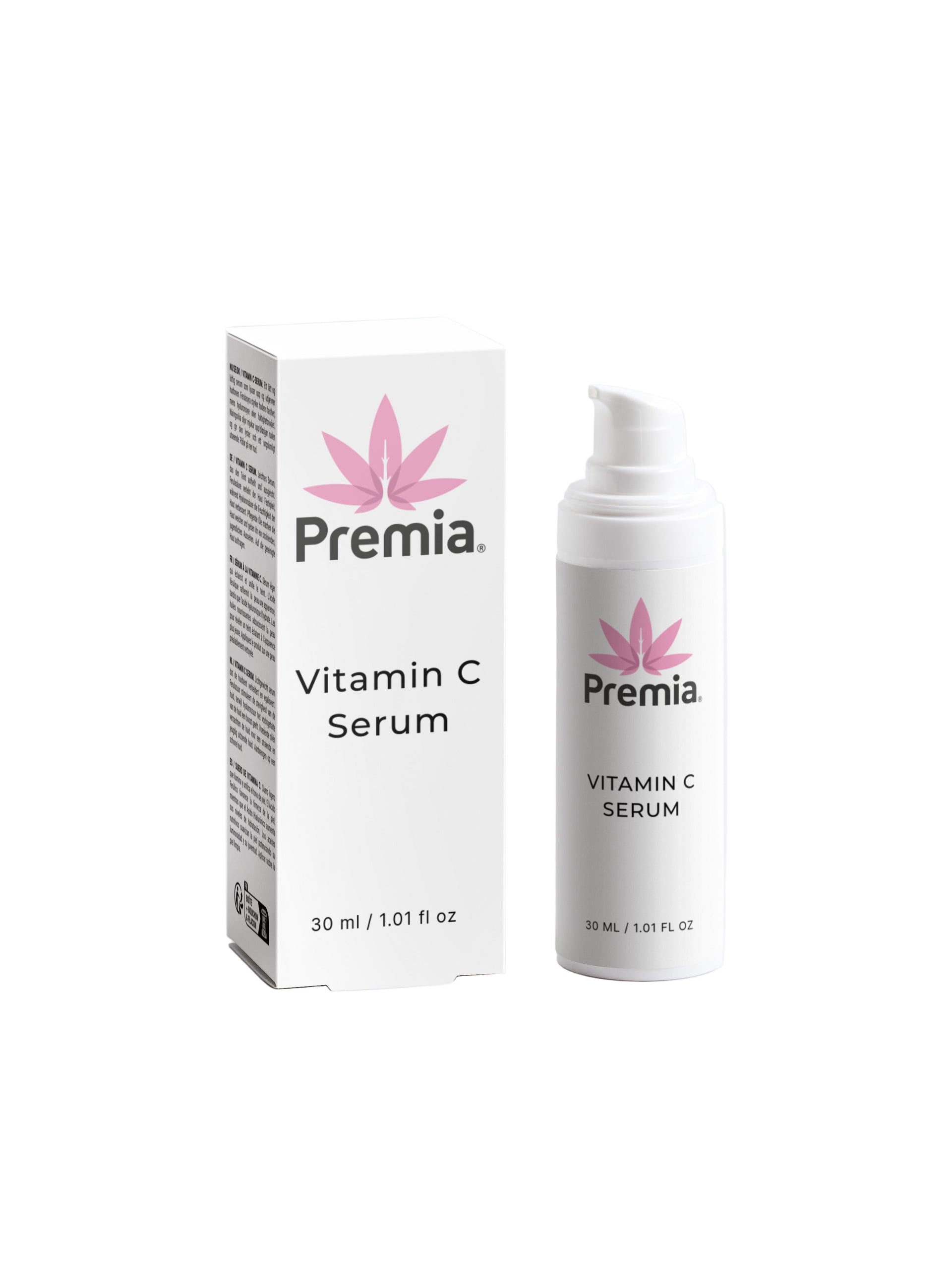 Premia Vitamin C Serum packaging on a white background