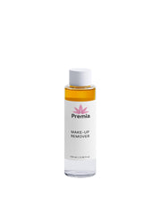 Bottle of Premia makeup remover on a white background