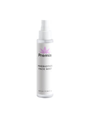 Premia prebiotics face mist bottle on a white background
