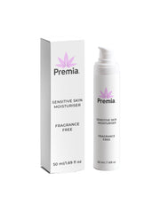 Premia sensitive skin moisturizer packaging on a white background