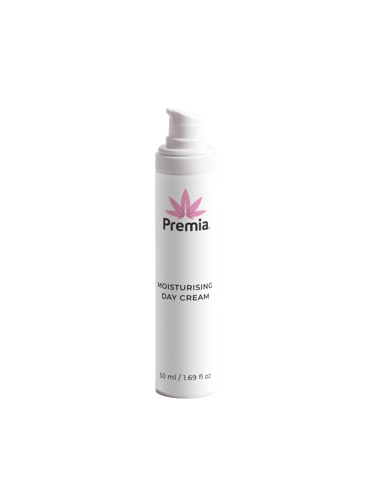 White moisturizing cream bottle with 'Premia' branding on a white background