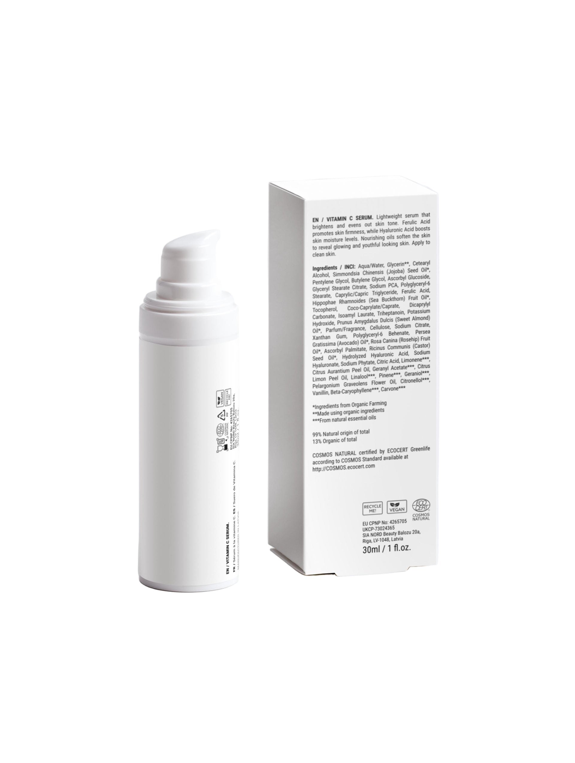 White skincare product and packaging on a light gray background